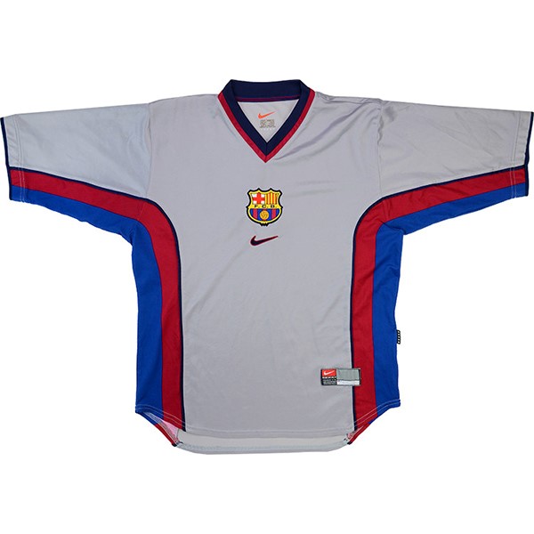 Auswärtstrikot Thailand Barcelona Retro 1998 2001 Grau Günstige Fußballtrikots